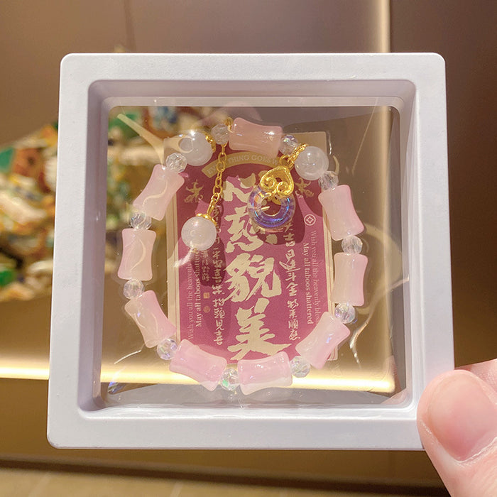 Wholesale Bamboo Joint Design Imitation Jade Peace Buckle Bracelet MOQ≥3