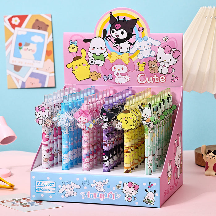 Wholesale 48pcs/box Cute acrylic patch press pen cartoon neutral pen press signature pen black