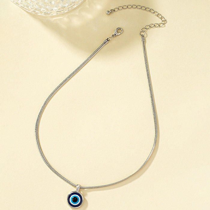 Wholesale  Devil's Eye Necklace Blue Eye Pendant Necklace Snake Chain Eye Necklace Collarbone Chain