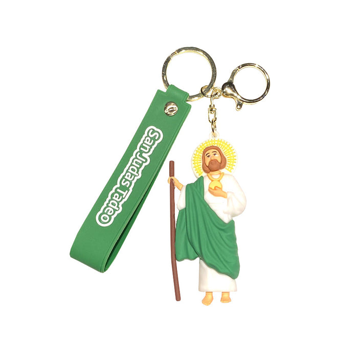 Wholesale Jesus Saint Keychain Pendant PVC Soft Glue Virgin Bag Car Key Chain Jewelry Gift