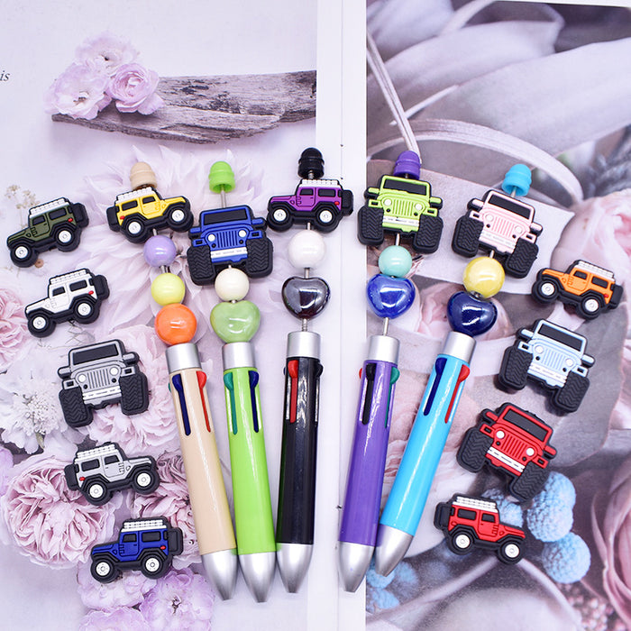 Wholesale Cartoon Car Series Beads DIY Soft Glue Double-Sided Focus Beads Ballpoint Pen Beads Accessories Beads Loose Beads