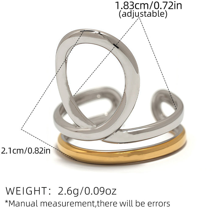 Wholesale Stainless Steel Geometric Line Open Ring Simple Fashion Design Hand Jewelry