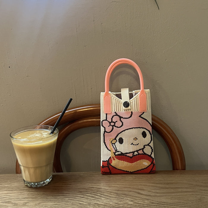 Wholesale Mobile Phone Bag Wool Knitted Small Square Bag  Small Bag Contrast Color