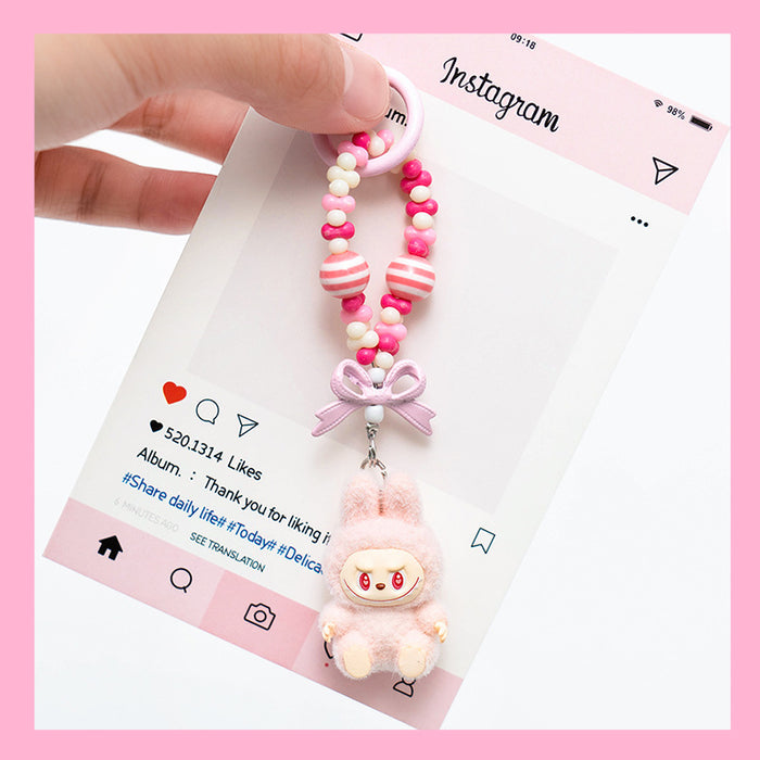 Wholesale Flocked mini keychain,  vinyl,  cute grain,  strolling bag,  mobile phone pendant,  cute ornament