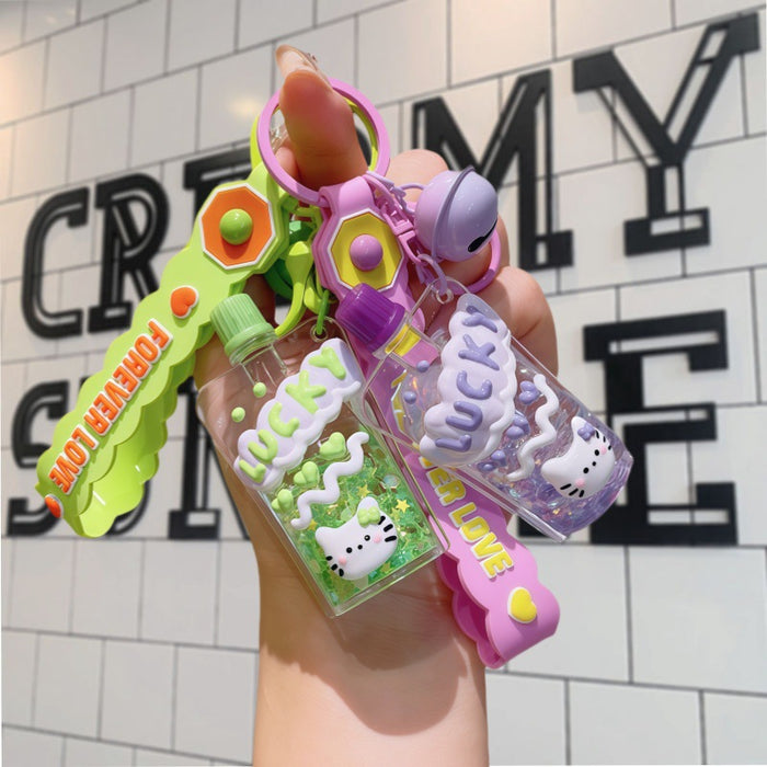 Wholesale Luminous bubble beads keychain cute liquid quicksand pendant school bag accessories small gift keychain