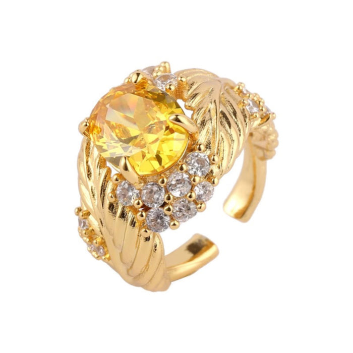 Wholesale Sparkling Diamond Yellow Zircon Ring