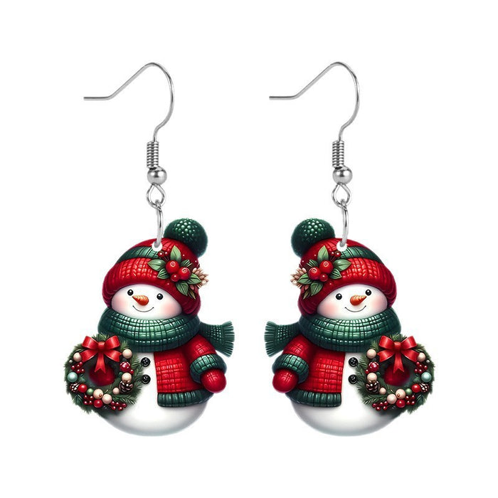 Wholesale Acrylic Snowman Earrings Winter Couple Party Jewelry Fashion Accessory MOQ≥2