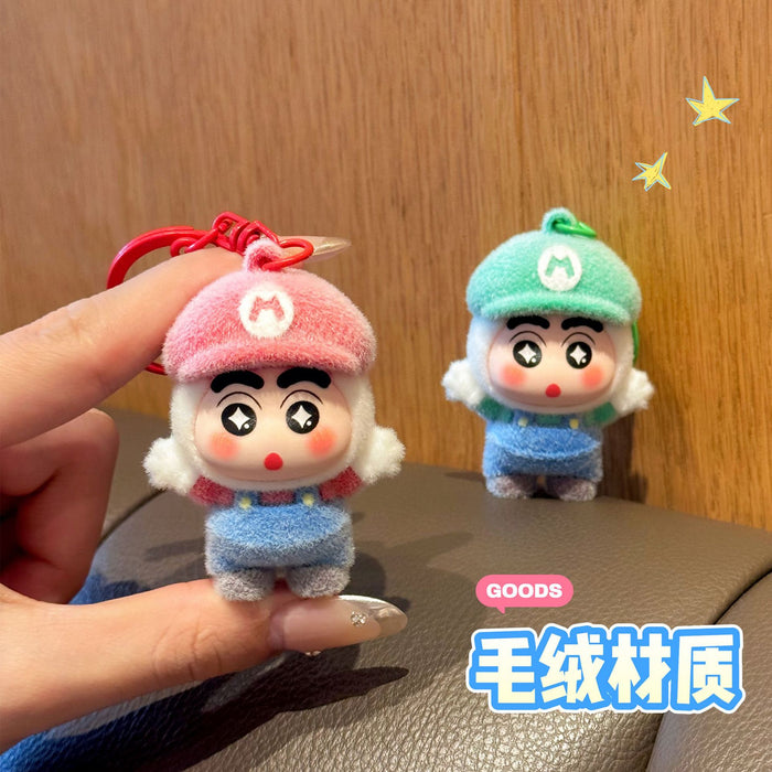 Wholesale Flocking Cartoon Keychain Cute Design Bag Charm Christmas Accessory MOQ≥3