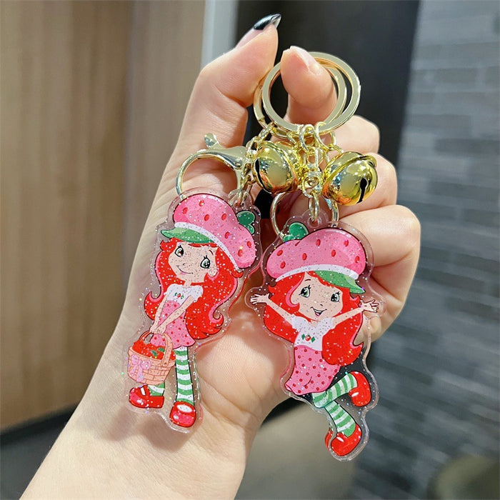 Wholesale 5 PCS Cute pink acrylic keychain with fine shimmer