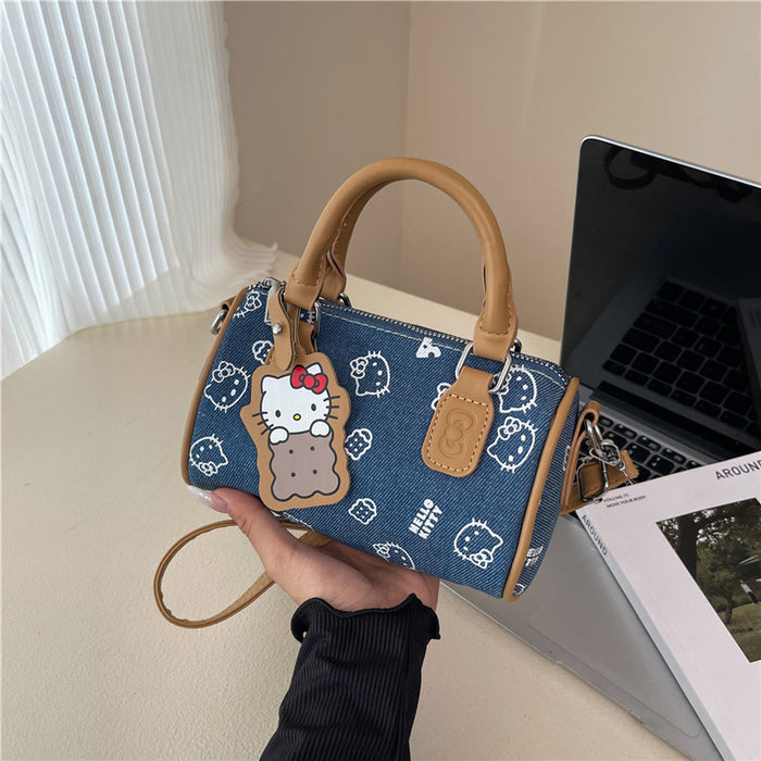 Wholesale Cute cartoon print denim handbags