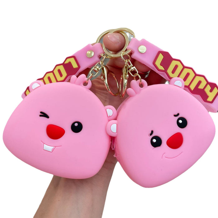 Wholesale Keychain pendant, cartoon silicone coin purse, cute little wallet