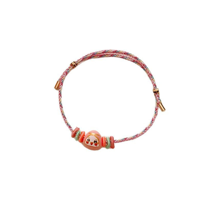 Wholesale Colorful Rope Pink Handmade Woven Bracelet Niche Exquisite  Children' s Cute Accessories