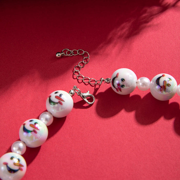 Wholesale Acrylic Snowman Beaded Necklace Christmas Fashion Gift for Women MOQ≥2
