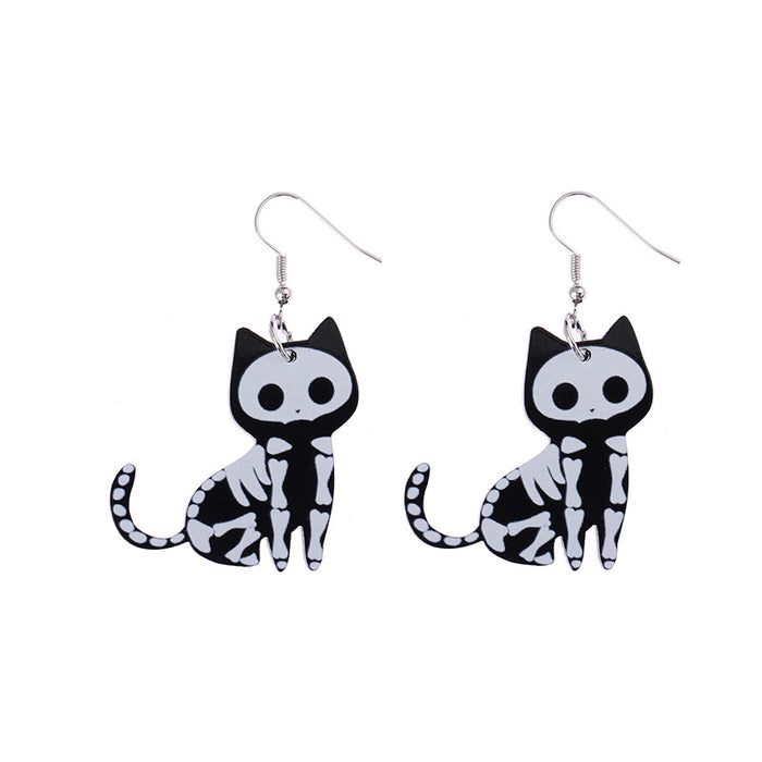 Wholesale Halloween Acrylic Black Cat Earrings JDC-ES-CaiYun002
