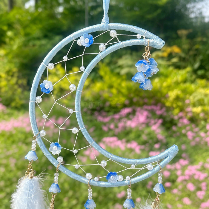 Wholesale Handmade Moon Feather Dream Catcher Macaron Color Decorative Wall Hanging MOQ≥2