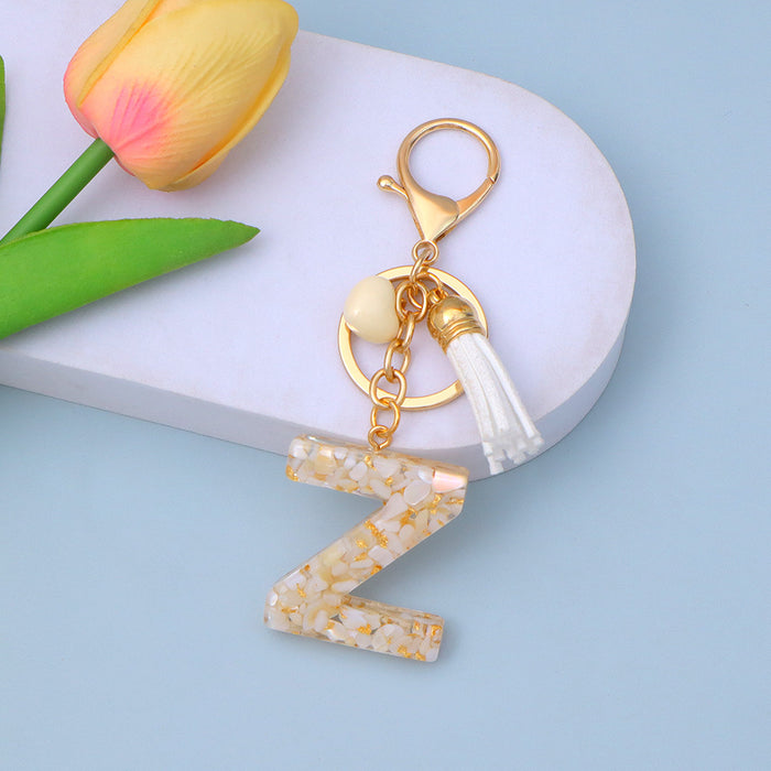 Wholesale New Gold Foil Drop Glue Letter Pendant Keychain Girl Bag Pendant Girlfriend Gift
