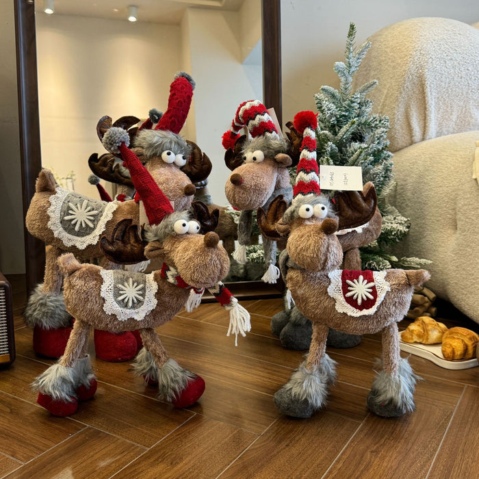 Wholesale Elk Doll Four Leg Standing Doll Santa Holiday Claus Snowman Doll Window Decorations Pendulum