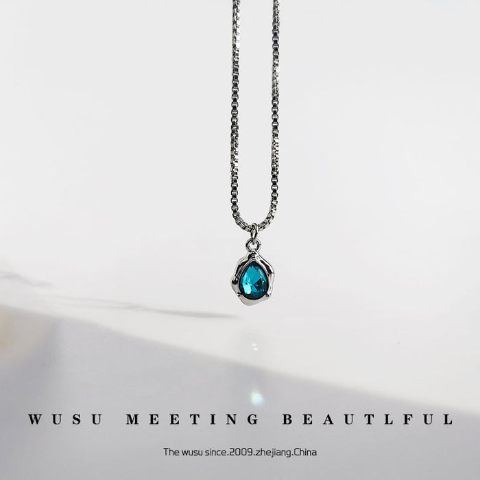 Wholesale blue water drop necklace Women's high-grade clavicle chain necklace