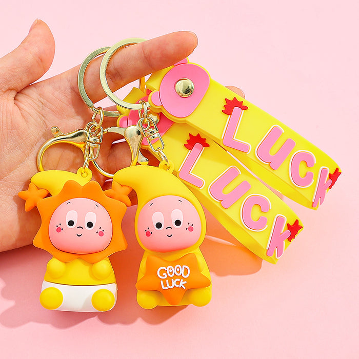 Wholesale Creative and cute cartoon yellow little man keychain