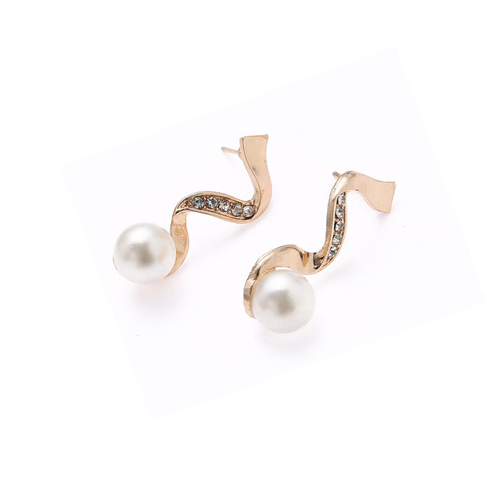 Wholesale Alloy Pearl Rhinestone Bridal Jewelry Set - 2 Piece Necklace Earrings MOQ≥2