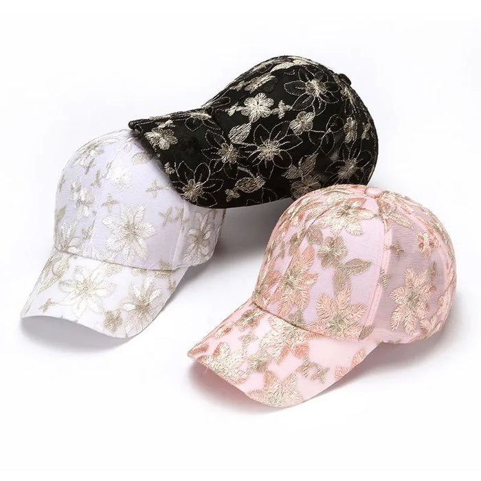 Wholesale Lace breathable mesh cap embroidered flower baseball cap fashionable casual sun shading