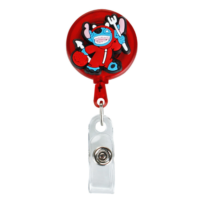 Wholesale Cartoon Badge Scroll Retractable Plastic Keychain JDC-KC-LuoKe007