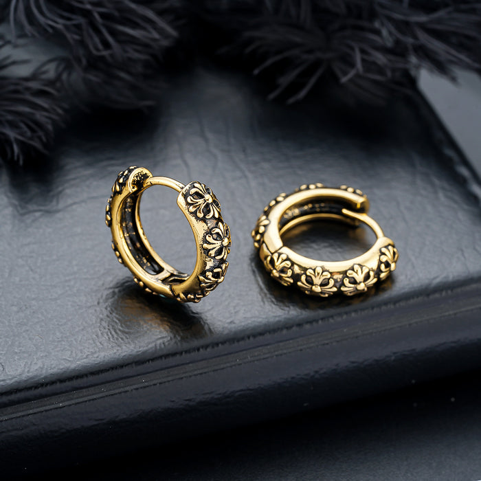 Wholesale Cross earrings, fashionable retro personalized design, patterned ear buckles, women's high-end and versatile earrings