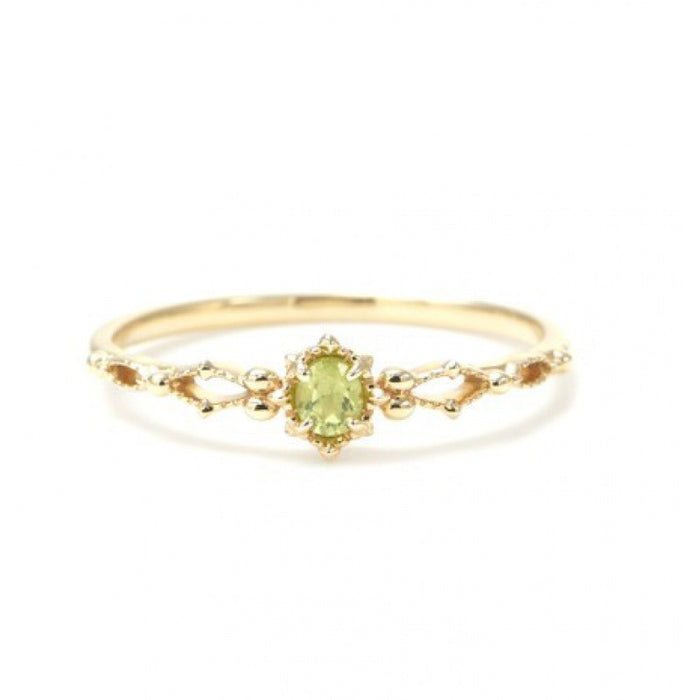 Wholesale Olivine ring hollowed out zircon adjustable ring gold plating niche design