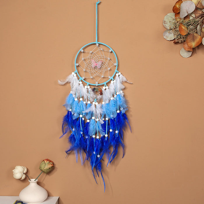 Wholesale Handmade Pearl Woven Four Color Butterfly Dream Catcher JDC-DC-ZH027