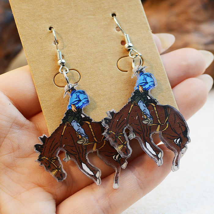 Wholesale Double Sided Acrylic Western Style Farm Earrings JDC-ES-ChenC005