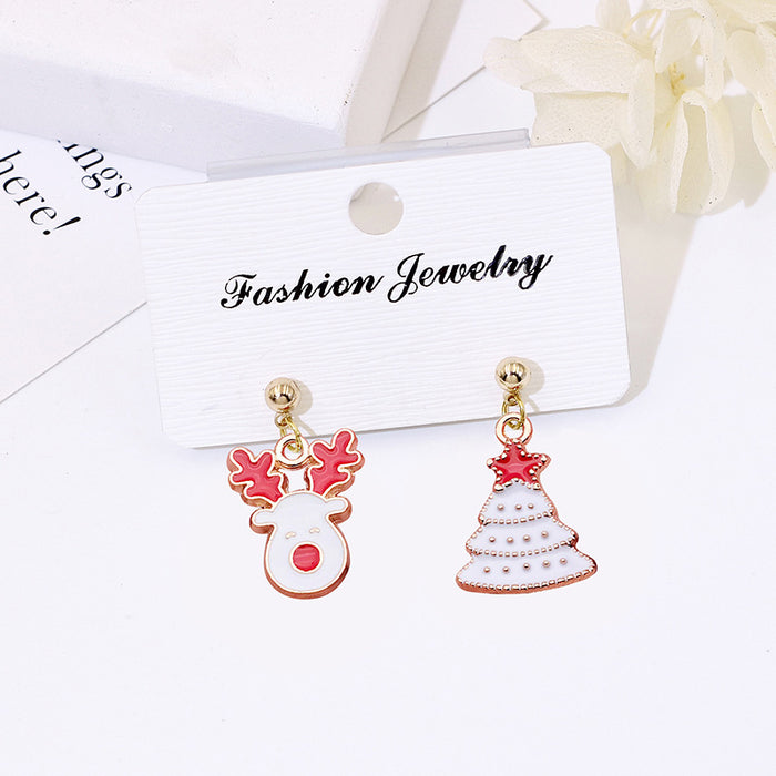 Wholesale Alloy Christmas Earrings Santa Reindeer Bell Pendant Boutique Resale MOQ≥2