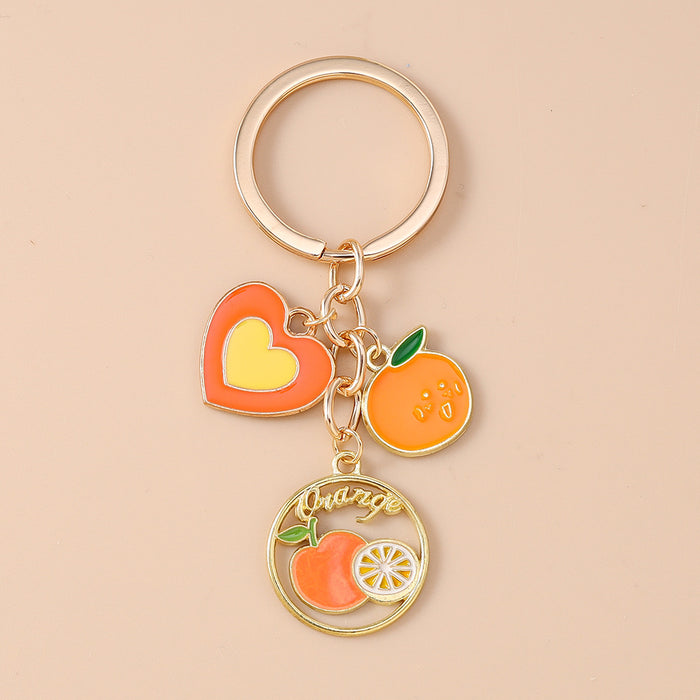 Wholesale Heart-shaped fruit metal keychain