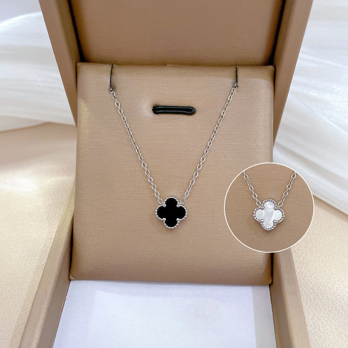 Wholesale Titanium Steel Clover Real Gold Necklace JDC-NE-LG039