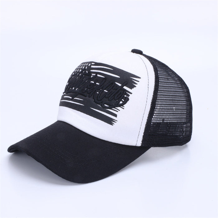 Wholesale Embroidered baseball cap, summer color blocked mesh cap, men's and women's outdoor casual fishing duckbill cap