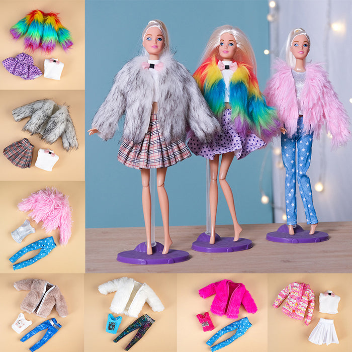 Wholesale Doll clothes plush vest coat skirt suit