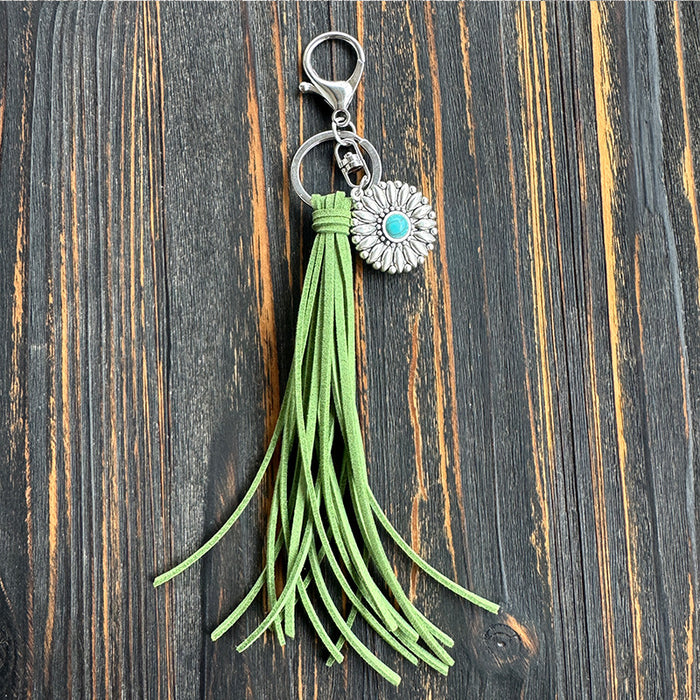 Wholesale Long Tassel Keychain Alloy Sunflower Bag Multi-Color New Pendant Gift