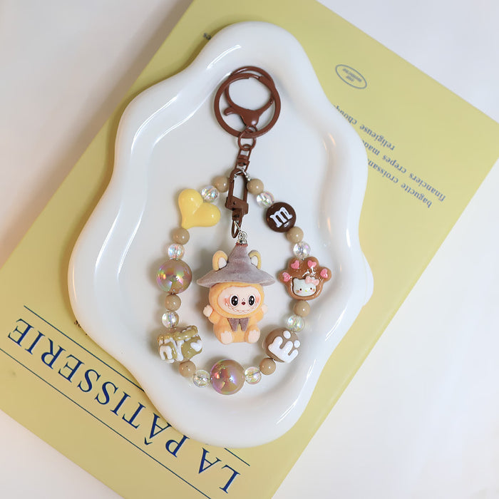 Wholesale Flocking car keychain pendant cartoon cute clown doll bag pendant