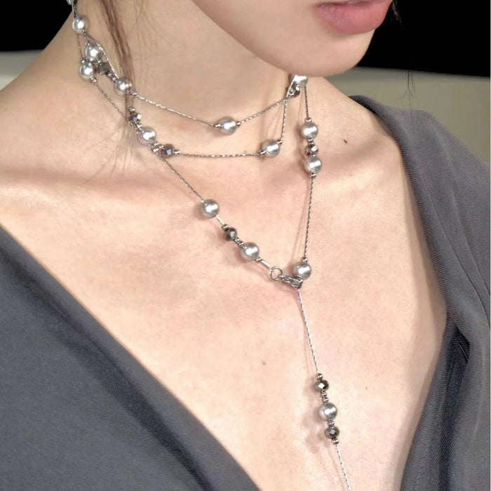 Wholesale Premium pearl necklace, sweater chain, niche design, light luxury collarbone chain, neck chain