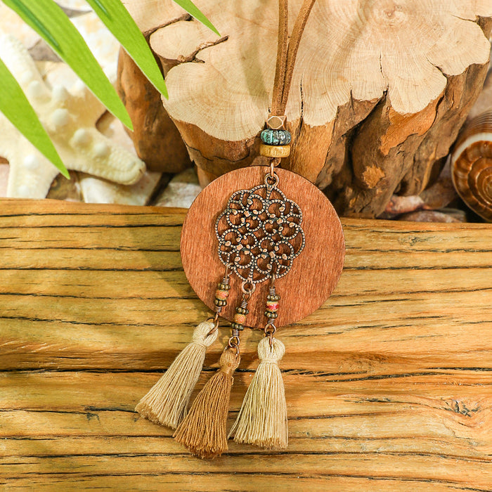 Wholesale Retro Bohemian Tassel Pendant Necklace Zinc Alloy Electroplated Geometric Pendant MOQ≥2