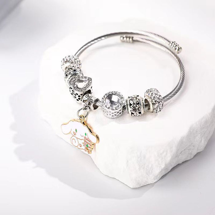 Wholesale Cartoon Large Hole Crystal Beaded Alloy Bracelet JDC-BT-JiYan001