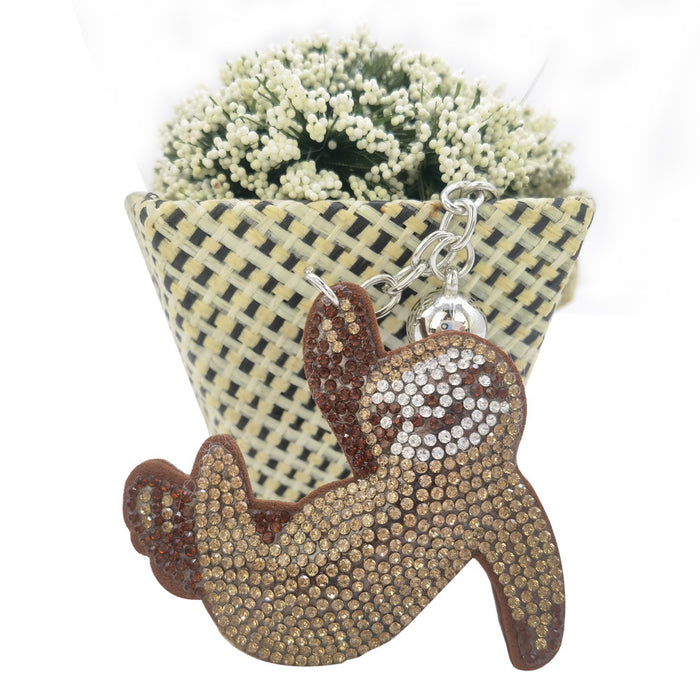 Wholesale Creative cartoon anime sloth diamond studded keychain, hot stamping sloth keychain, women's bag decoration