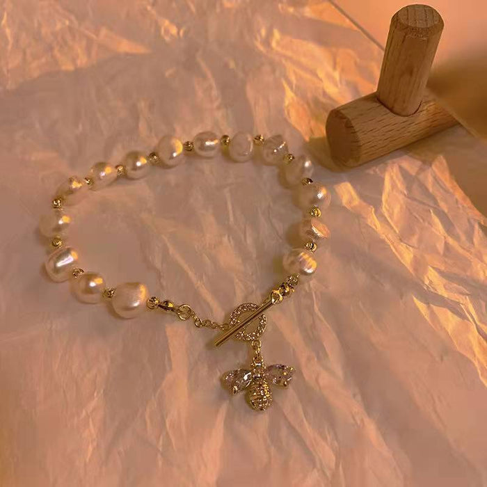 Wholesale Luxury Pearl Bee Bracelet Versatile Design Non-fading Exquisite Hand Jewelry