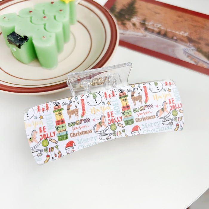 Wholesale Christmas plastic clip patch hair clip dopamine small fresh  atmosphere shark clip hair accessories