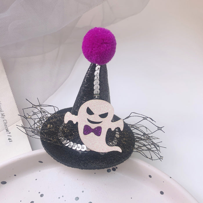 Wholesale Children' s Hair Accessories Role Playing  Funny Pumpkin Hat Hairpin Little Girl Lace Bat Hairpin Headwear