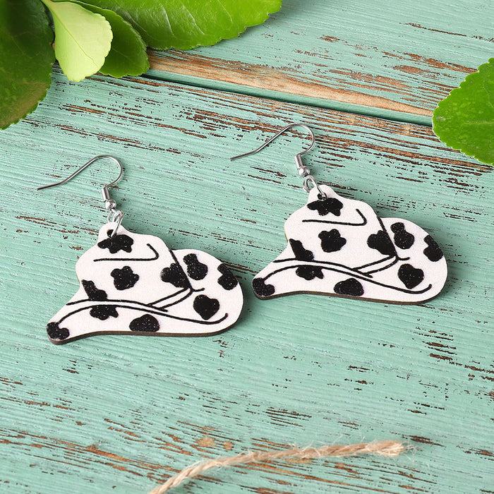 Wholesale Creative earrings western cowboy tribal style earrings cow pattern cowboy hat earrings fashionable women' s accessories