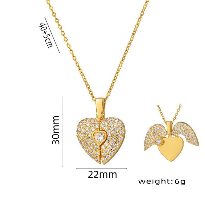 Wholesale Heart-shaped opening and closing titanium steel necklace