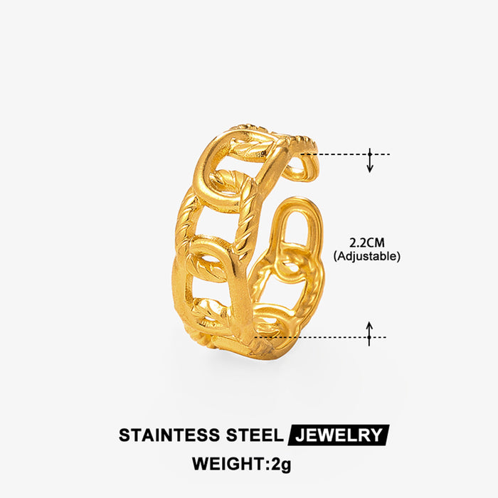 Wholesale Popular stainless steel leaf ring, personalized minimalist style, high-end light luxury, adjustable opening titanium steel ring