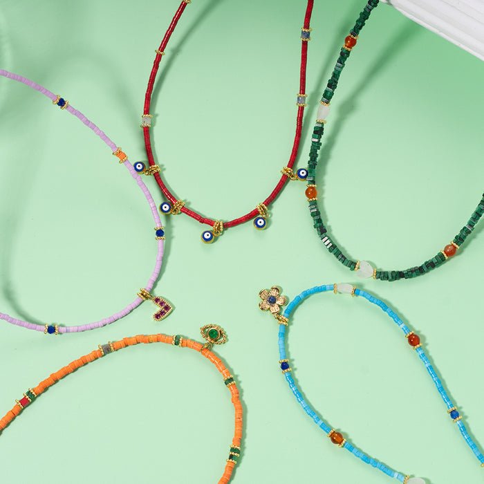 Wholesale Personalized original design, natural stone necklace paired with stainless steel pendant, exuding a high-end atmosphere