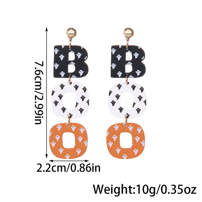 Wholesale  Acrylic Paint Earrings Ghost Personalized Long Earrings Holiday Earrings