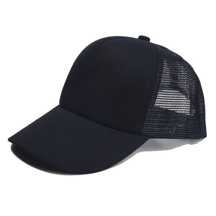 Wholesale Cross-Border Sponge Baseball 5-Piece Soft Top Duckbill Cap Mesh Cap Personalized Embroidered Couple Curved Brim Hat Solid Color Sun Hat